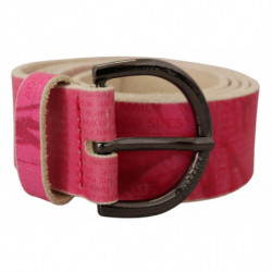 Cintura vita fibbia rotonda logo pelle rosa - 100 CM / 40 INCHES