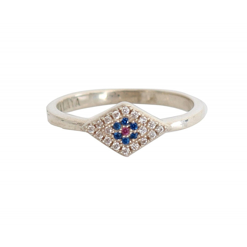 Anello trasparente da donna in argento 925 blu rosso CZ - EU56 - US8