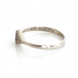 Anello trasparente da donna in argento 925 blu rosso CZ - EU56 - US8