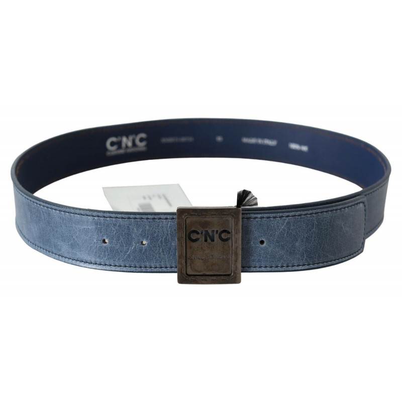 Cintura con fibbia con logo in pelle normale blu - 85 CM / 34 INCHES
