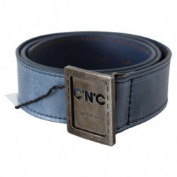 Cintura con fibbia con logo in pelle normale blu - 85 CM / 34 INCHES
