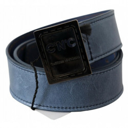 Cintura con fibbia con logo in pelle normale blu - 85 CM / 34 INCHES
