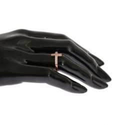 Anello da donna con croce CZ in oro rosa e argento 925 - EU52 - US6