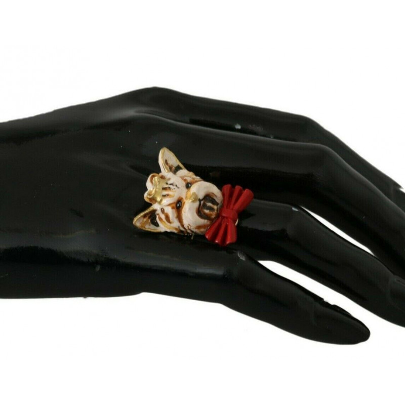 Accessorio beige marchio animali domestici Anello resina ottone dor