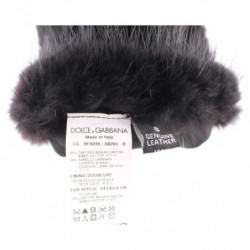 Guanti gomito pelle agnello pelliccia castoro nero - 7-S