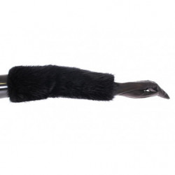 Guanti gomito pelle agnello pelliccia castoro nero - 7-S