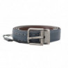 Cintura con fibbia grigia in pelle traforata blu - 90 CM / 36 INCHES