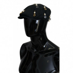 Cappello da uomo strillone decorato in cotone nero - 58 CM-M