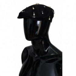 Cappello da uomo strillone decorato in cotone nero - 58 CM-M