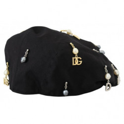 Cappello da uomo strillone decorato in cotone nero - 58 CM-M