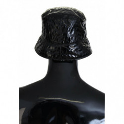 Cappello da pescatore da donna in ecopelle trapuntata nera - 57 CM-S