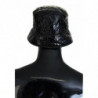 Cappello da pescatore da donna in ecopelle trapuntata nera - 57 CM-S