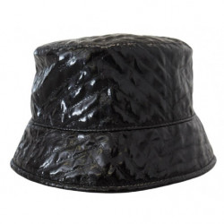 Cappello da pescatore da donna in ecopelle trapuntata nera - 57 CM-S