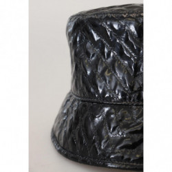 Cappello da pescatore da donna in ecopelle trapuntata nera - 57 CM-S