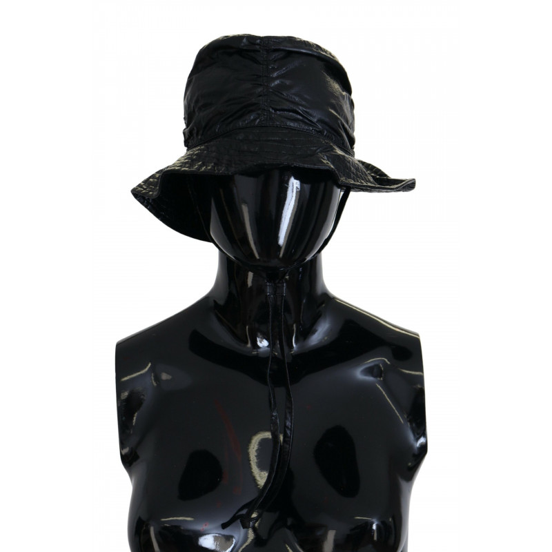 Cappello da pescatore da donna in ecopelle trapuntata nera - 57CM-M