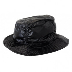 Cappello da pescatore da donna in ecopelle trapuntata nera - 57CM-M