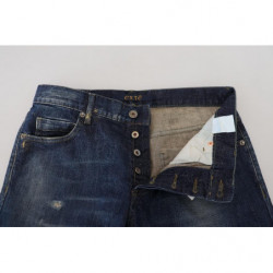 Jeans casual denim da uomo dal taglio dritto cotone lavato blu - IT