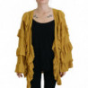 Maglione cardigan da donna arruffato maniche lunghe color oro - IT40-S