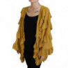 Maglione cardigan da donna arruffato maniche lunghe color oro - IT40-S