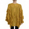 Maglione cardigan da donna arruffato maniche lunghe color oro - IT40-S