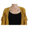 Maglione cardigan da donna arruffato maniche lunghe color oro - IT40-S