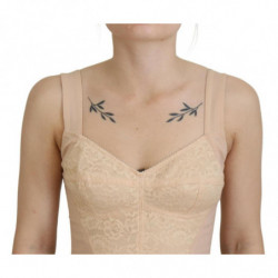 Top in reggiseno con corsetto bustier corto beige - IT40-S