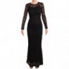 Abito a maniche lunghe a sirena in pizzo di cotone nero - IT38-XS