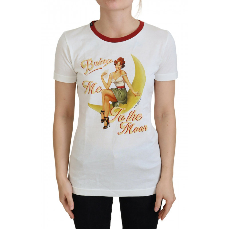 Top pullover a maniche corte stampato bianco - IT40-S