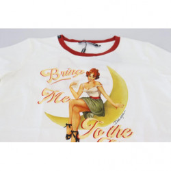 Top pullover a maniche corte stampato bianco - IT40-S