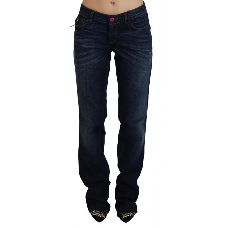 Jeans con pantaloni in denim dritto a vita bassa blu - W28