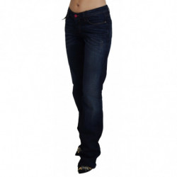 Jeans con pantaloni in denim dritto a vita bassa blu - W28