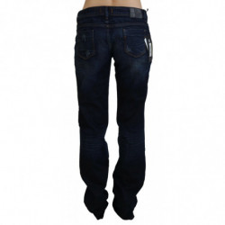 Jeans con pantaloni in denim dritto a vita bassa blu - W28