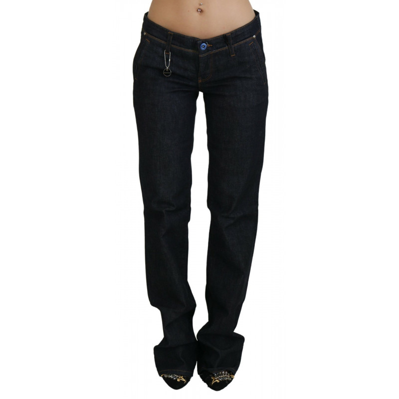 Jeans con pantaloni in denim dritto a vita bassa blu - W26