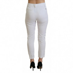 Pantaloni da donna bianchi affusolati a vita alta - IT38 - XS