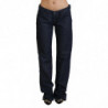 Jeans denim da donna dritti a vita bassa blu scuro - W26