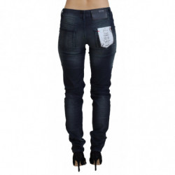 Jeans in denim di cotone slim fit a vita bassa lavati blu - W26