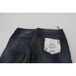 Jeans in denim di cotone slim fit a vita bassa lavati blu - W26