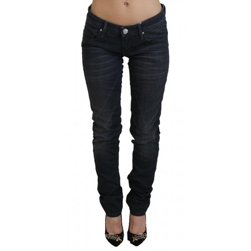 Jeans in denim di cotone slim fit a vita bassa lavati neri - W26