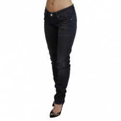 Jeans in denim di cotone slim fit a vita bassa lavati neri - W26