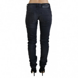 Jeans in denim di cotone slim fit a vita bassa lavati neri - W26