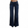 Jeans in denim di cotone blu a vita bassa con gamba svasata - W24