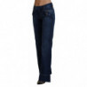 Jeans in denim di cotone blu a vita bassa con gamba svasata - W24