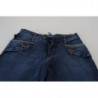 Jeans in denim di cotone blu a vita bassa con gamba svasata - W24