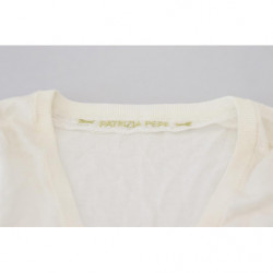 Top camicetta da donna maniche lunghe scollo V color avorio - IT1 - XS