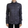 Top con colletto stampato a maniche lunghe grigio - IT38 - XS