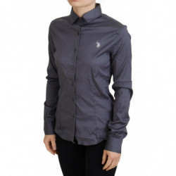 Top con colletto stampato a maniche lunghe grigio - IT38 - XS