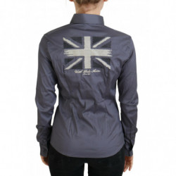 Top con colletto stampato a maniche lunghe grigio - IT38 - XS