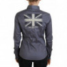 Top con colletto stampato a maniche lunghe grigio - IT38 - XS