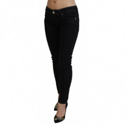 Jeans in denim di cotone slim fit neri a vita bassa - W26