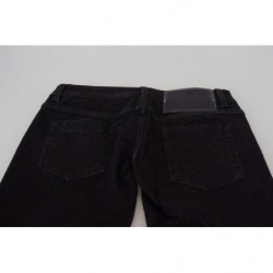 Jeans in denim di cotone slim fit neri a vita bassa - W26